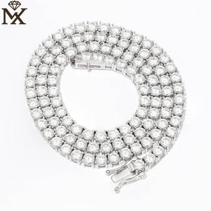 5A cubique zircone Tennis collier 925 en argent Sterling griffe ensemble Hip Hop bijoux <span class=keywords><strong>or</strong></span>/argent plaqué dames Premium chaîne cadeau - Product Image 4