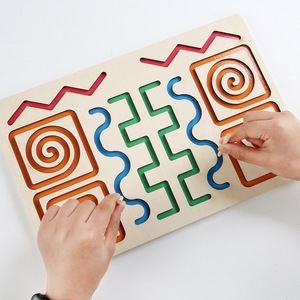 Tablero de Madera Personalizable con Laberinto de Colores, Herramienta Educativa y Divertida para Trazar Líneas, para Niños, Material Didáctico <span class=keywords><strong>Montessori</strong></span>, Equipo para Guardería - Product Image 3