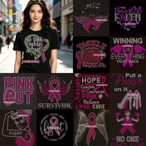 Adesivi personalizzati con motivo a cristalli rosa 'In <span class=keywords><strong>ottobre</strong></span> indossiamo il rosa' per magliette, logo fai da te per la consapevolezza sul cancro al seno, decalcomanie termoadesive - Product Image 2