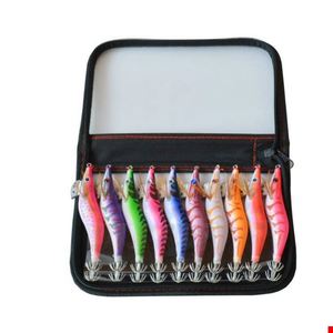 Topline calamar Jig señuelo de pesca nuevo estilo luminoso <span class=keywords><strong>Yamashita</strong></span> 10 unids/pack 3 #3,5 # Egi bolsa camarón de madera Egi calamar Jig gancho - Product Image 1