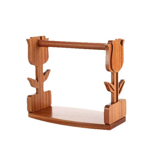 Wooden Spool Holder Flower Shape Rotating Yarn Ball Storage Rack <b>Desktop</b> Stationary Organizer - Product Image 5