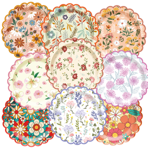 Assiettes en papier jetables personnalisées DAMAI Factory, motif floral, pour fêtes, thé et anniversaires - Product Image 1