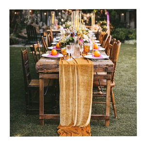 Taplak Meja Pernikahan Mewah Pedesaan Emas, Dekorasi Meja Makan Malam Beludru, Taplak Meja Kualitas Tinggi - Product Image 1