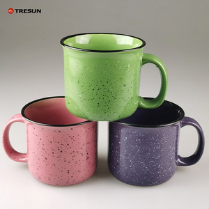 <b>Ceramic</b> Speckled Enamel Camping Mug 420ML Coffee Mug <b>Cup</b> Portable Vintage Tea <b>Cup</b> Campfire Camping <b>Cup</b> with Handle for Gift - Product Image 4