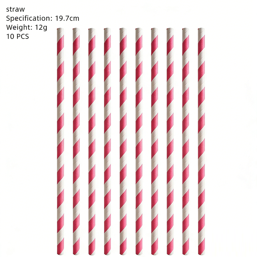 Paille en papier rose-10pcs
