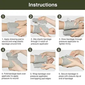 Bandage israélien Bandages de compression stériles sous vide pour les premiers soins, pansement de combat d'urgence, auto-sauvetage, 4 pouces, 6 pouces