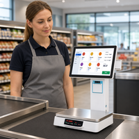 Caisse enregistreuse, terminal de point de vente, système de point de vente tout-en-un, reconnaissance IA, écran tactile 15,6 pouces, balance intégrée, Intel I3, Windows