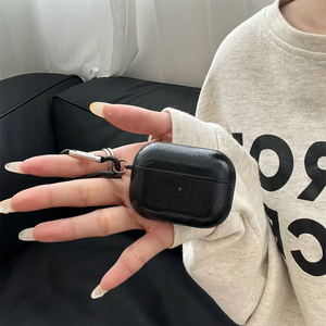 Lujosa funda sencilla de cuero encerado al aceite para Apple <span class=keywords><strong>Airpods</strong></span> 1 2 3 4 Pro 2, funda para auriculares inalámbricos, caja de carga para <span class=keywords><strong>Airpods</strong></span> Pro 3 - Product Image 2