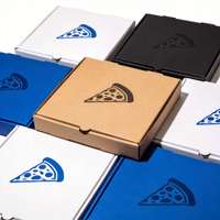 Boîte à pizza en carton ondulé personnalisée, imprimée en quatre couleurs, écologique, jetable, avec doublure en kraft, pelliculage mat, design pliable, logo découpé