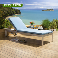Chaise longue de jardin King Jardin en aluminium brossé, 4 positions réglables, pour hôtel, resort, patio, chaise longue de jardin