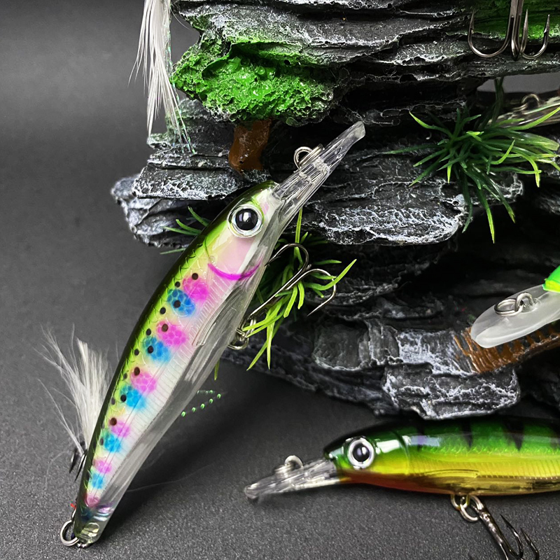 bionic forever fishing lure Bionic Minnow Fishing Lure With Feather Treble Hook 95mm 13.9g Artificial  Hard Bait Fish Pesca| Alibaba.com
