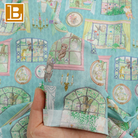 Tissu Popeline 100% Coton Peigné Imprimé Personnalisé BILU Fashion Motif Dessin Animé Années 80 « Dehors la Fenêtre »