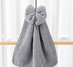 Hand Towel Coral Fleece Bow Decoration Quick Dry Absorbent Reduce Water Stains Keep Hands Clean Reusable Kitchen Hanging Towel - Product Image 5
