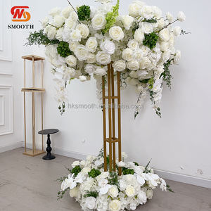 SMOOTH Wedding Events <b>Table</b> <b>Decoration</b> White Green Floral Circle Flower Centerpiece With Bottom Wreath - Product Image 2