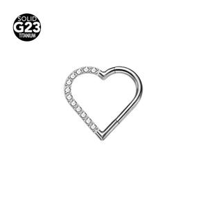 Anneau segmenté articulé en forme de cœur creux en <span class=keywords><strong>or</strong></span> massif 5A CZ, fabriqué en titane, conforme à la norme ASTM F136, pour <span class=keywords><strong>piercing</strong></span> au nez, à la conque - Product Image 3