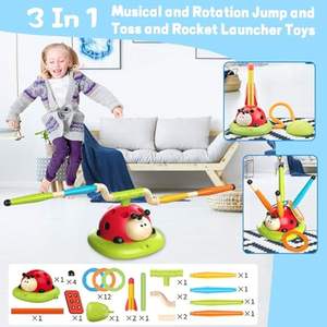 Venta al por mayor de juguetes EPT para niños al aire libre 3 en 1 Musical saltar la cuerda lanzacohetes Toss Ring juego juguete con control remoto - Product Image 2