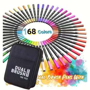 Set di Pennarelli Acquerellabili a Doppia Punta 24 Colori con Punta <span class=keywords><strong>Fine</strong></span> e Pennello, Include Custodia per Arte e Schizzi - Product Image 2