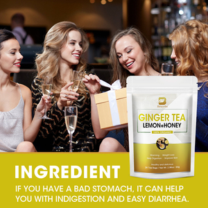 Thé au citron, gingembre et miel de fabrication artisanale pour la gorge irritée, le rhume et la <span class=keywords><strong>grippe</strong></span>, sans caféine, sans lactose, enrichi en vitamine B, carotène, citron, gingembre, limao, gengibre - Product Image 4