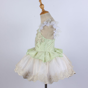 Elegante tutú de ballet verde claro <span class=keywords><strong>con</strong></span> adornos dorados Encantador vestido de ballet <span class=keywords><strong>con</strong></span> tutú de ballet <span class=keywords><strong>con</strong></span> volantes para actuaciones - Product Image 4
