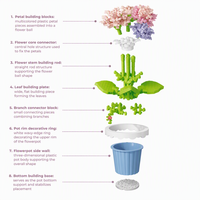 Ensemble de blocs de construction en forme de plante en pot de carnations, 365 pièces, modèle de fleur en plastique, décoration de bureau DIY, cadeau