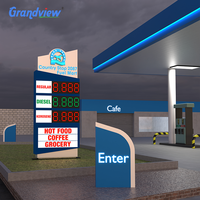 Signe de pylône de station-service de station-service imperméable mené de haut niveau illuminé au soleil a mené le signe de prix du gaz