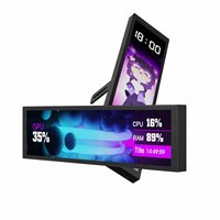MiraBox D92 Layar Panel Sensor IPS 9.2 Inci untuk Casing PC, Monitor LCD 1920x462 untuk Pemantauan CPU GPU, Pengaturan Gaming, Warna Hitam