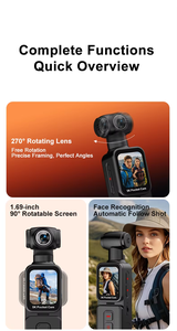 Cámara Deportiva K28 <span class=keywords><strong>4K</strong></span>, Videocámara Digital de Bolsillo, WiFi 270 °   Cámara para Videos Vlog con Rotación de Lente - Product Image 4