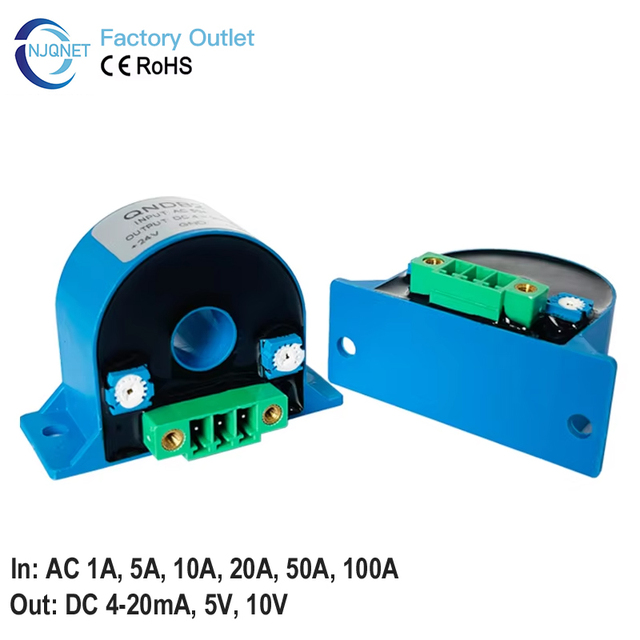 4-20mA AC Current Transmitter Factory Price QNDB2 1A 5A 10A 20A 50ATransducer Current Transformer 4 to 20mA Current Sensor 420mA