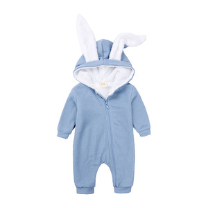 De manga larga de invierno Niño niño ropa de pijamas con cremallera ropa de bebé niña recién nacido mameluco con capucha - Product Image 2