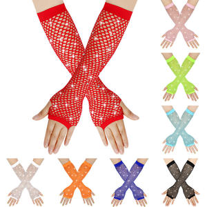 ถุงมือตาข่ายเซ็กซี่แบบยืดหยุ่น ประดับเพชรระยิบระยับ ป้องกันข้อมือ - Product Image 5