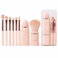 Ensemble complet de pinceaux de maquillage 8-en-1, ensemble de pinceaux cosmétiques professionnels, kit d'outils de beauté, fond de teint, fard à paupières, blush