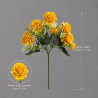 Bunga Peony Sutra Buatan 5 Tangkai Grosir, Tangkai Peony Palsu Realistis untuk Florist, Buket Pernikahan, Rangkaian Bunga