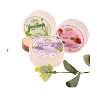 Savons intimes féminins en barre, fabrication chinoise OEM sous marque privée, naturels, faits à la main, parfum pêche, fraise, pour l'hygiène vaginale.