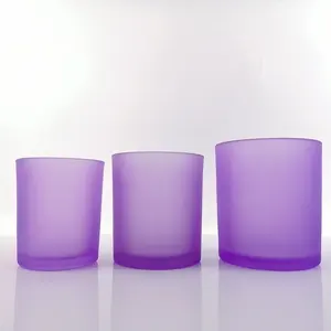 großhandel benutzerdefiniertes Logo luxuriöse glas kerze halter 10 oz kerze verpackung farbiges glas kerze gefäße lila glasgefäß mit deckel