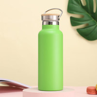 Bouteille d'eau sport isotherme en acier inoxydable vert 500 ml, tasse de fitness extérieure, gobelet de cyclisme, tasse de voyage avec bouchon en bambou