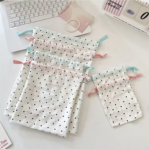 Dot-patterned Cotton Fabric Reusable Fashion Portable Dust-proof <b>Drawstring</b> <b>Bag</b> - Product Image 4