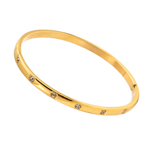Diamond <b>Bracelet</b> Women's Gold Plated Synthetic Diamond Round Brilliant Cut Everyday Wear Thin Cuff <b>Bangle</b> Jewelry - Product Image 5