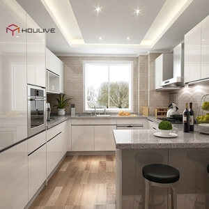 Concetto completo di sala da pranzo 3D vernice eco-friendly modulare in stile moderno armadio da cucina con cassetto cestino e rubinetto - Product Image 4