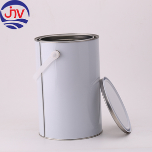 Seau métallique rond de 5 L, blanc peint, recyclable, hermétique, antirouille, pour peinture chimique, avec poignée en plastique et couvercle métallique - Product Image 3