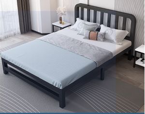 Современная простота экономичная железная кровать утолщенная усиленная односпальная кровать 1,5 м 1,8 м Двойная Рама утолщенная усиленная кровать - Product Image 1