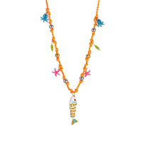 Colliers de corde tressée nautique avec breloques de poisson et d'étoile de mer pour des looks Beachy et élégants FLBNK104