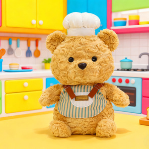 Lindo Peluche de Animal Chef con Delantal y Gorro de Chef, Juguete de Peluche Suave de Pingüino, Elefante, Oveja, Oso, Pollo para Niños, Regalo - Product Image 6