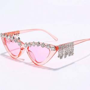 Nouvelles Lunettes de Soleil de Luxe pour Femmes 2020, Monture Œil de Chat avec Strass et Chaîne Diamantée - Product Image 5