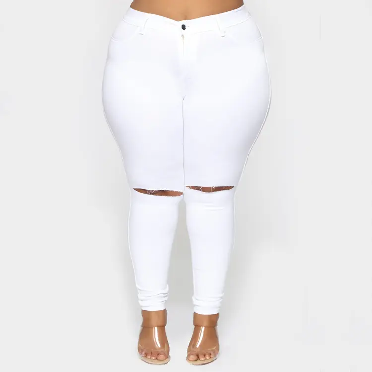 White Skinny Plus Size Women's Jeans Elastic Jeans Women Denim Pants Trousers Women Jeans Stretch Denim Custom Wholesale
