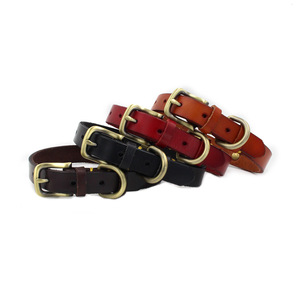 Luxury Leather Collar Copper Print Logo Pet Dog <strong>Cat</strong> Leash Collar <strong>Harness</strong> - Product Image 1