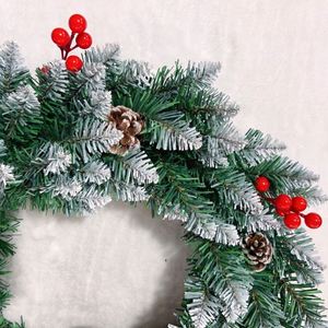 Christmas Red Pine Cone White Paint <b>Wreath</b> Christmas Holiday Decoration <b>Wreath</b> <b>Ring</b> Door Hanging Christmas Tree <b>Wreath</b> Rattan - Product Image 2