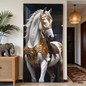 Pintura Decorativa de Pared de Porcelana con Cristales y LED, Diseño Moderno de Animales, Caballo Blanco, para Sala de Estar, Venta al Por Mayor - Product Image 5