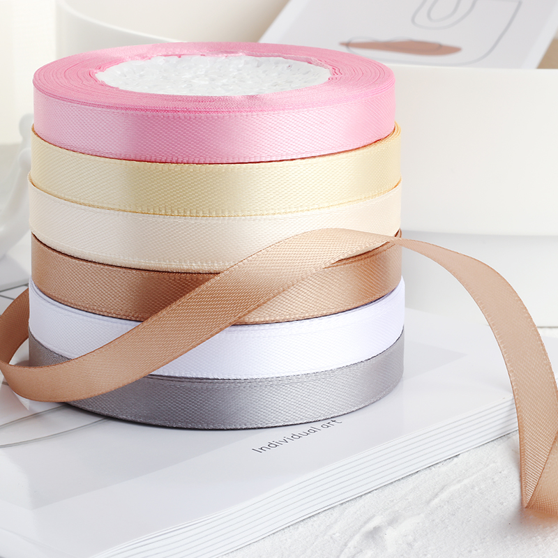 High-end Gift Ribbon 1cm Pure Color Satin Ribbon Gift Box Decoration Wedding Decoration Length 24 Yards Holiday Ribbon