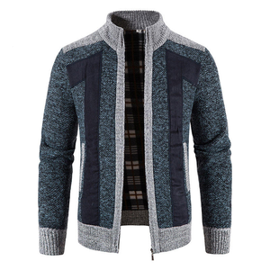 Veste élégante à col montant, manches longues, cardigan à fermeture éclair intégrale, tricot pour <span class=keywords><strong>homme</strong></span>, couleur unie, vente chaude personnalisée - Product Image 4