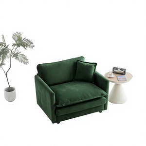 Green Chenille Single Seat Sofa Upholstered <b>Reading</b> Armchair Deep Seat Living Room Chair with Toss <b>Pillow</b> - Product Image 2
